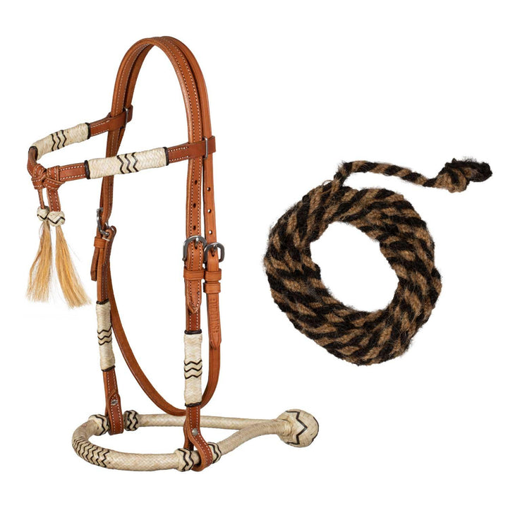 Pool's bosal bridle with horsehair reins