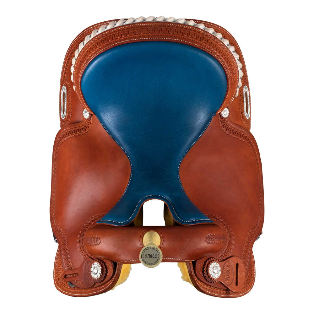Pool's colored seat blue 5020 barrel saddle SE 0075B