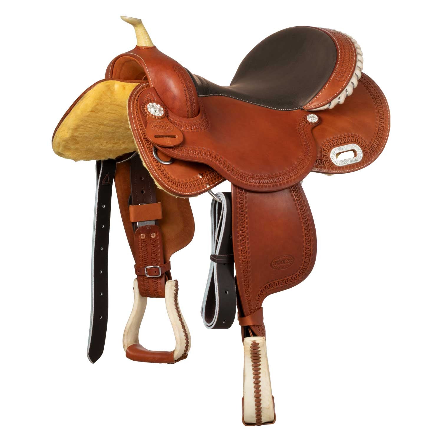 Pool's colored seat rawhide 5020 barrel saddle SE 0075